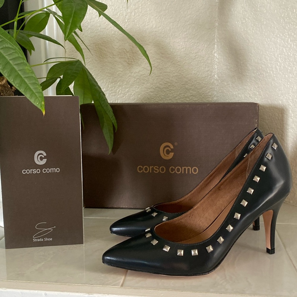 Corso Como Crosby Black Box Calf leather heels